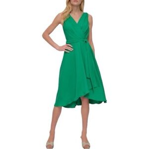 DKNY Green Dress with Neon Pink Belt NWT